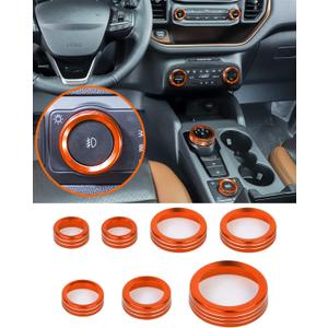 Savadicar CKT02 Billet Aluminum Control Knob Trim Sets, Headlight/4WD/HVAC Climate Control Knob Bezels, Air Conditioner/Radio Switch Cover for 2021-2025 Ford Bronco Sport, Interior Accessories, Orange