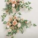 Ling's moment 2PCS Beige Artificial Flower Garland Wedding Arch Flowers Ivory Floral Swags Table Centerpieces Greenery Arrangements for Sweetheart Table Easel Wall Entryway Board Backdrop