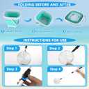 fethwoin Shark Tooth Sifter, Beach Sand Sifter, Sea Shell Scooper for Beach, Shell Bags&Foldable Bucket, Sand Beach Toys for Kids 6 8 10 12, Medium, Blue, Medium, Small