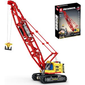 Reobrix RC Crawler Crane Building Blocks Set Remote Control Crane Model, 19.96x2.56x20.98 inch
