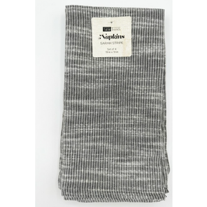 Set Of 4 Table Trends Fabric Square Dinner Napkins Sarah Stripe Charcoal 19x19