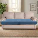 H.VERSAILTEX Stretch 2 Piece T Cushion Sofa Slipcovers Individually Sofa Cushion Covers for 2 Cushion Couch Sofa Seat Cushion Covers with Elastic Bands Featuring Thicker Jacquard Fabric, Dusty Blue
