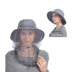 USHAKE Head Net Hat, Safari Hat Sun Hat Bucket Hat with Hidden Net Mesh