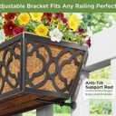Y&M Deck Railing Planter Boxes, Adjustable Balcony Planter for Outdoor Plants, Metal Railing Planter Box for Deck, Fence and Porch, Window Boxes Outdoor, Sturdy Hanging Planter-24inch 4pcs