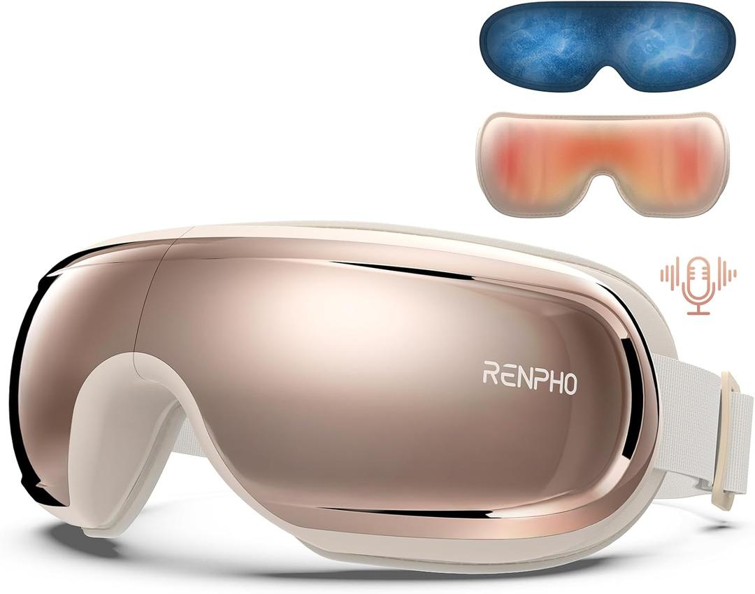 RENPHO Eye Massager with Heat and Cooling, FSA HSA Eyeris 3 Ros Eye Sleep Mask with Voice Control & Ice Pack, Birthday Gifts for Women/Men/Mom/Dad, Temple Care Device for Migraine