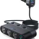 Joyroom 7 in 1 Cigarette Lighter Adapter, 179W Car Charger Adapter with PD30W Charge(3.3FT Cable), 24V/ 12V Cigarette Lighter Splitter with Independent Switches & LED Voltage Display