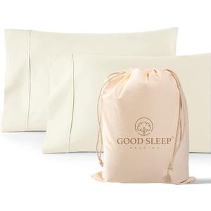 1000 TC Ivory King Pillowcases Set of 2 100% Egyptian Cotton Pillow Cases with Long Staple Cotton & Sateen Weave, Silky Soft Hotel - Like Bed Pillow Covers for Comfy Sleeping, Snug Fit