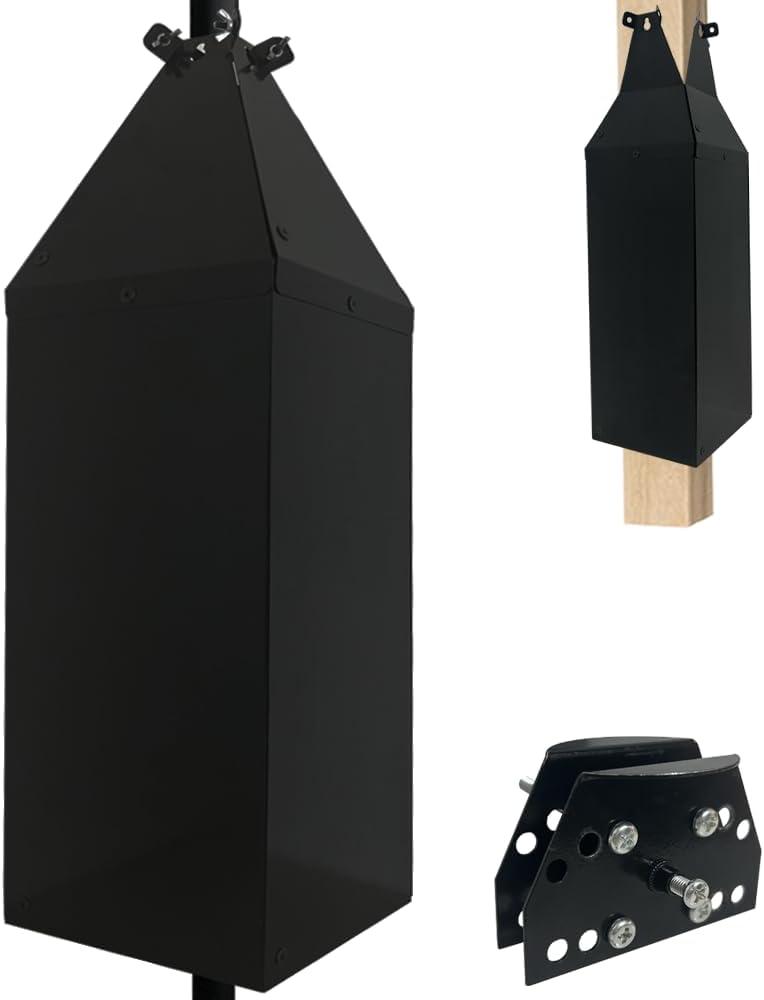24.4Inch Metal Squirrel Baffle, Adjustable Opening Size, for Up to 4x4 Inch Wide Wooden Post, Squirrel Baffle for Bird Feeders Without Removing Bird Feeder Poles Or Shepherd's Hooks.