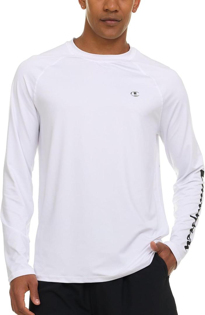Champion Rash Guard for Men, Long Sleeve Mens Swim Shirt for Fishing Hiking UPF+ 50 SPF Sun UV Protection, Quick Dry, M