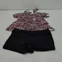 B2prity Women Plus Size Tankini Swimsuits Tummy Control Two Piece Bathing Suit Ruffled Flounce Swimwear with Shorts, XX-Large, Black/Pink/White