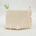 Ruffle Knit Blanket for Baby - 100% Luxury Soft Cotton Knit Warm Cozy Cuddle Stroller Crib Blanket for Newborns, Infants, & Toddlers (Beige)