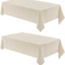 Veblandy 2 Pack Rectangle Tablecloth, 60x104 inch, Water Resistant Wrinkle Free Linen Textured Table Cloth Washable, Decorative Fabric Table Cover for Dining, Party and Camping, Beige