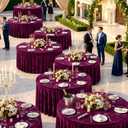 6 Pack Red Velvet Round Table Cloths for 60 inch Table, Stretchy 120 inch Spandex Round Tablecloths, Washable Fitted Round Table Covers for Wedding Birthday Parties Banquet