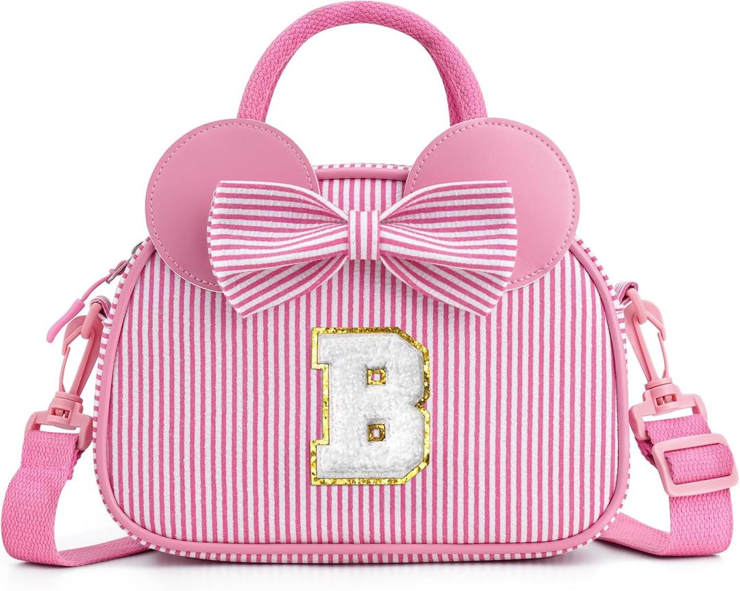 YOOLIFE Personalized Gifts for Girls Kids - Girls Kids Crossbody Bag Purse | Initial Pink Purses for Girl Kid Toddler Wallet, 3 4 5 6 7 8 Year Old Girl Birthday Gifts for Daughter Sister Pink B
