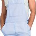 Runcati Mens Casual Bib Overall Shorts Lightweight Cotton Loose Fit Denim Jumpersuit Walkshort Pockets Rompers (Small, Blue)