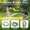 Metal Garden Hose 100ft Stainless Steel Hose Heavy Duty Flexible Water Hose with 10 Way Spray Nozzle 3/4 Solid Brass Fittings-Outdoor Yard Lightweight No Kink Leak Resistant Water Pipe