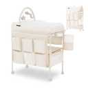 Baby Changing Table, Versatile Portable Folding Changing Table, Waterproof Diaper Changing Station with Waste Basket, Adjustable Height with 2 Drawers, Baby Changing Station, Beige