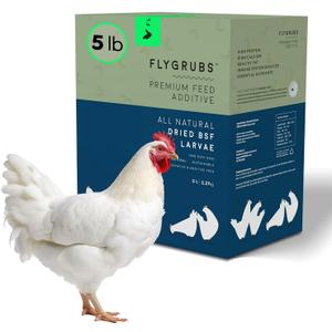 FLYGRUBS 5 lb Dried Black Soldier Fly Larvae - High-Calcium Chicken Treats for Laying Hens and Wild Birds - Nutrient-Rich Mealworm Alternative - Supports Feather Growth and Strong Eggshells (5 Pound (Pack of 1))