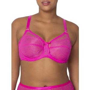 Smart & Sexy Women's Lace & Mesh Full Coverage Bra  Unlined Underwire for Natural Shaping (40DDD, Medium Pink)