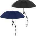2 Pack Large Double Canopy Chair Umbrella with Clamp Adjustable Sun Shade Beach Chair Umbrella Folding Portable Umbrellas for Outdoor Sports Golf Cart Patio Fishing (55 Inches, Black, Blue)