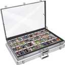 Card Display Case, Aluminum 34" L x 22" W Glass Display Case for Cards, 2-Pack XL Large Tabletop Display Case with Lock, Portable Trade Show Display for Jewelry MTG Cards and Collectible Cards
