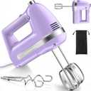 Electric Hand Mixer, Powerful 300W Hand Mixer Electric Handheld with 304 Beaters, Dough Hook,Hand Held Mixer with Turbo for Baking Cakes, Eggs, Cream Food(Purple)