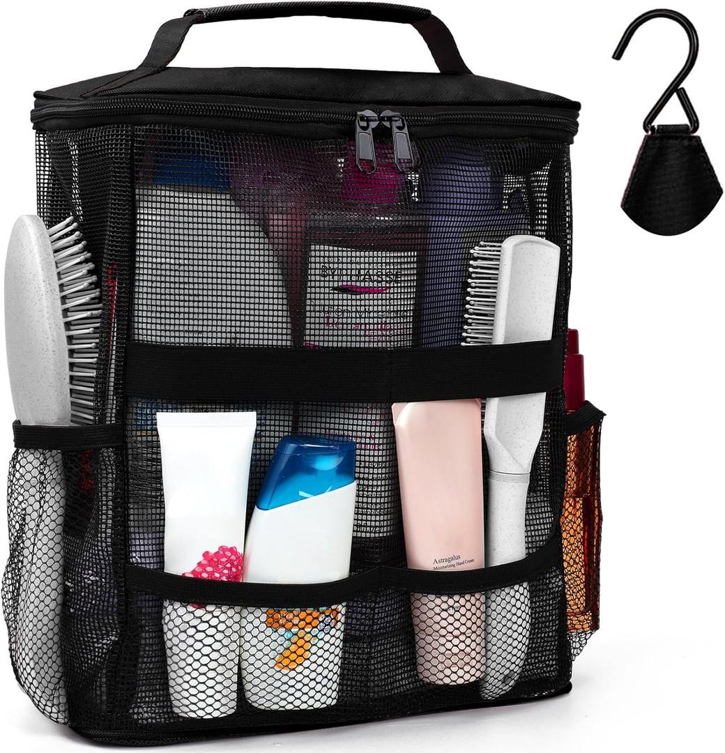 Dorm Room Essentials for College Students Girls Boys Guys, Large Capacity Mesh Shower Caddy Portable with Hanging Hook, Quick Dry Shower Bag for Camping, Beach Essentials, Birthday Gifts for Women Men