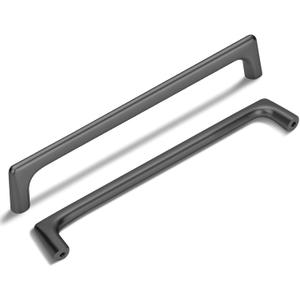 Lardmon 10 Pack Matte Dark Gunmetal Gray Modern Cabinet Pulls 8.8 Inch(224mm) Hole Center Timeless Drawer Pulls Vanity Pulls Solid Kitchen Cabinet Handles Hardware, 9.2 Inch(235mm) Total Length