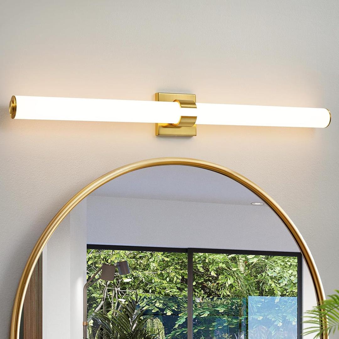 AIJIASI Bathroom Light Fixtures - 39 Inch Gold Bathroom Lights Over Mirror LED Vanity Light with Acrylic Shade, 36W Modern Vanity Lighting Fixtures for Mirror Living Room Gallery 3000K