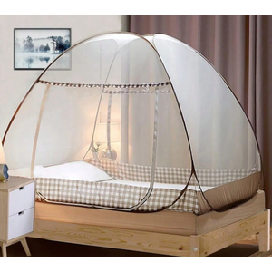 Pop-Up Mosquito Net For Bed - Double Door Portable Bed Tent (47.2x78.7in), Indoor/Outdoor Insect Screen With Net Bottom & Blue Edge