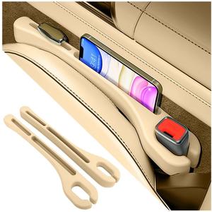 KIFIDAN 2PCS Car Seat Gap Filler Organizer,Upgrade Car Side Seat Gap Filler with Phone Holder,Multifunctional Car Seat Filler Gap Space Prevents Things Dropping for Cars,SUVs (Beige)