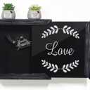 Gun Secret Concealment Furniture Decor for Pistols Handgun Wall Safe, Wooden Gun Storage Box w/Picture Frame (Vintage Black Mixed Silver)
