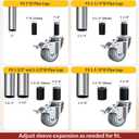 HOLKIE Caster Wheels Locking 3 Inch Expanding Stem Casters, Threaded Swivel Casters Set of 4 Heavy Duty Castors, Fit 1", 1-1/4", 1-2/5", 1-1/2",1-5/8" ID Stainless Steel Table, Cart, Furniture Legs