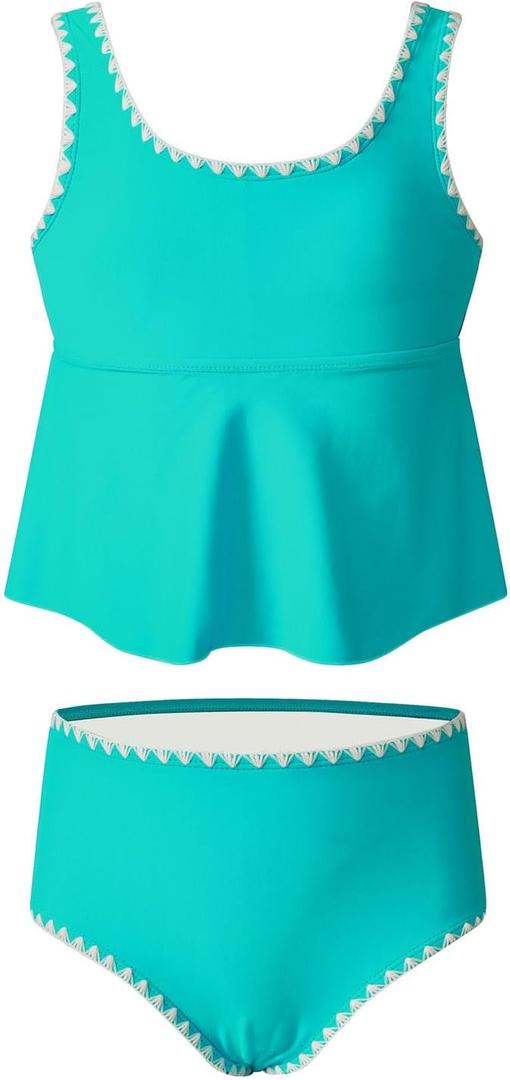 blibean Girls Swimsuits Two Piece Tankini Sets Ruffle Bathing Suit with Chest Pad 6-15 Years, Size: 3XL