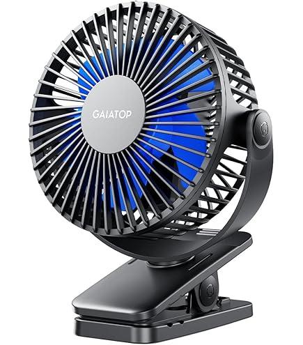 Gaiatop Portable Camping Fan with LED Lantern, 360°Rotation and Clip on for Desk, 4000mAh USB Rechargeable Battery Powered, Digital Display and Hanging Hook for Tent Outdoor Travel Bedroom Black