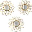 Manortang Champagne Gold Round Mirrors for Wall Pack of 3  | 9 inch Decorative Mirrors for Christmas Wall Decor& Vintage Room Decor | Circle Mirror Modern for Women & Moms