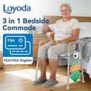 Loyoda Bedside Commode, Bedside Commodes for Seniors with 5.81QT Removable Bucket & Splash Guard, Adjustable Height Potty Chair for Adults, 350 lb Weight Capacity, Easy Cleaning, Tool-Free Assembly