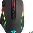 Redragon M810 MAX 3-Mode Wireless Gaming Mouse, 12000 DPI Wired/Wireless RGB Mouse w/Rapid Fire Key, 8 Macro Buttons, 188-Hour Reliable Power Capacity for PC/Mac/Laptop (Black)