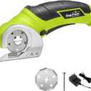 SnapFresh Cordless Electric Scissors, 4V Electric Mini Box Cutter, Carpet & Cardboard Cutter Tool with a Replacement Blade/Charger, Rotary Cutter for Cardboard Packages Leather Plastic, Green