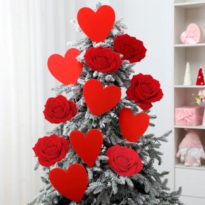 Thyle 12 Pcs Valentines Day Decorations Tree Ornaments Extra Large Red Heart Rose Picks Heart Cute Valentines Picks for Valentine's Day Tree Topper Home Vase Wedding Office Decor