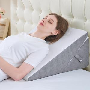 Sasttie Wedge Pillow Set for After Surgery, Adjustable Bed Wedge Pillow for Acid Reflux Relief, Neck Pain, Back Pain, and Surgery Recovery, Dark Grey & White (10 Inch)