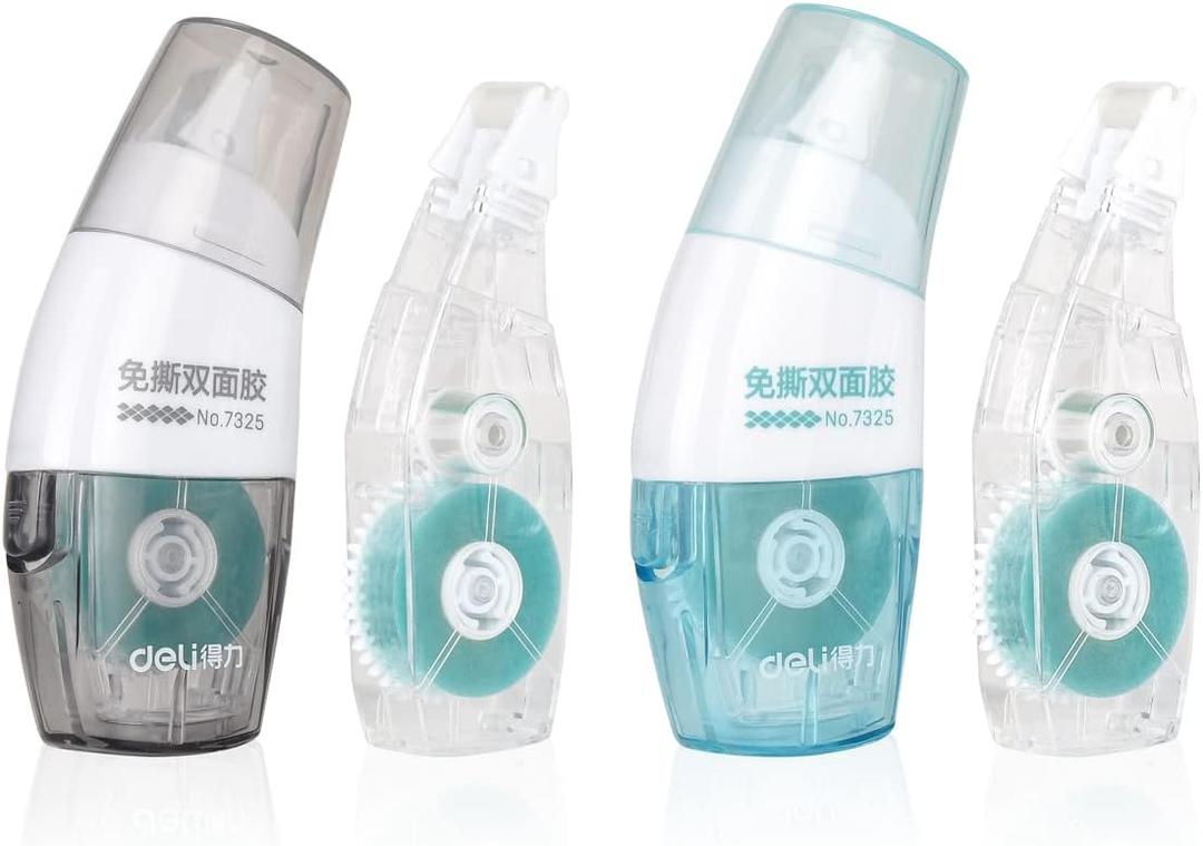 Easy Stick Double Stick Adhesive Roller Permanent Adhesive Dots Roller Applicator, 4 Pack(2 Refillable Dispenser + 2 Refills)