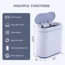 ELPHECO Bathroom Trash Can with lid - 2.5 Gallon Waterproof Sensor Trash Bin, 10 Liter Motion Sensor Trash Can, Slim Garbage Bin Bathroom Decor White with Grey Trim