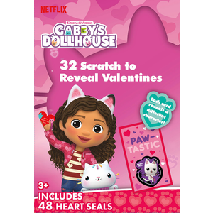 Netflix DreamWorks Gabby's Dollhouse Valentine's Scratch Heart Seals, 32 ct, Pack of 4