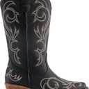 DREAM PAIRS Women's Cowboy Boots Mid Calf Cowgirl Boots Square Toe Chunky Heel Embroidery Stitched Western Boots, Size 7.5