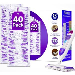 Funtin Power Mop Pads for Swiffer PowerMop, Unscented Disposable Mop Refills, Thickened Multi-Surface Replacement Mopping Pad, Dry & Wet Use for Floor Cleaning (40 Packs)