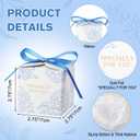 Yoption 50pcs Hydrangea Party Favor Boxes, 2.75 x 2.75 x 2.75 Inch Blue Candy Boxes with Ribbons for Wedding Bridal Baby Shower Birthday Party Decorations, 1 Count