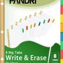 Binder Divider, PANDRI 120 Pack Binder Index Dividers with 8 Tabs,Letter Size Paper Binder Divider for School Office Home Business,White