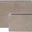 Kante 31.4" and 23.6" L Rectangular Concrete Planters (Set of 2), Outdoor Indoor Modern Plant Pot with Drainage Hole and Rubber Plug for Garden, Patio, Weathered Concrete Finish