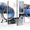 CXHOSTENT Blue Abstract Wall Decor 5 Pieces Blue Grey and Black Picture Prints Large Abstract Canvas Wall Art Painting Modern Artwork for Home Decor Framed (White, 8x14inx2 8x18inx2 8x22inx1)